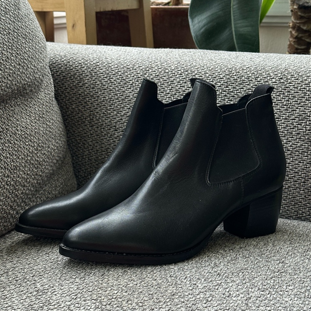 Sacha Women's Black Leather Chelsea Ankle Boots - Never Worn